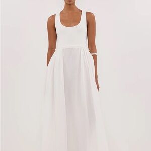 NWT SZ 6 Dissh April White Hybrid Knit Midi Dress